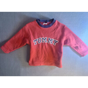 Vintage Tommy Hilfiger Boys Red Pullover Sweatshirt Flag Size 4T